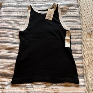 a new day Black Tank Top with White Trim